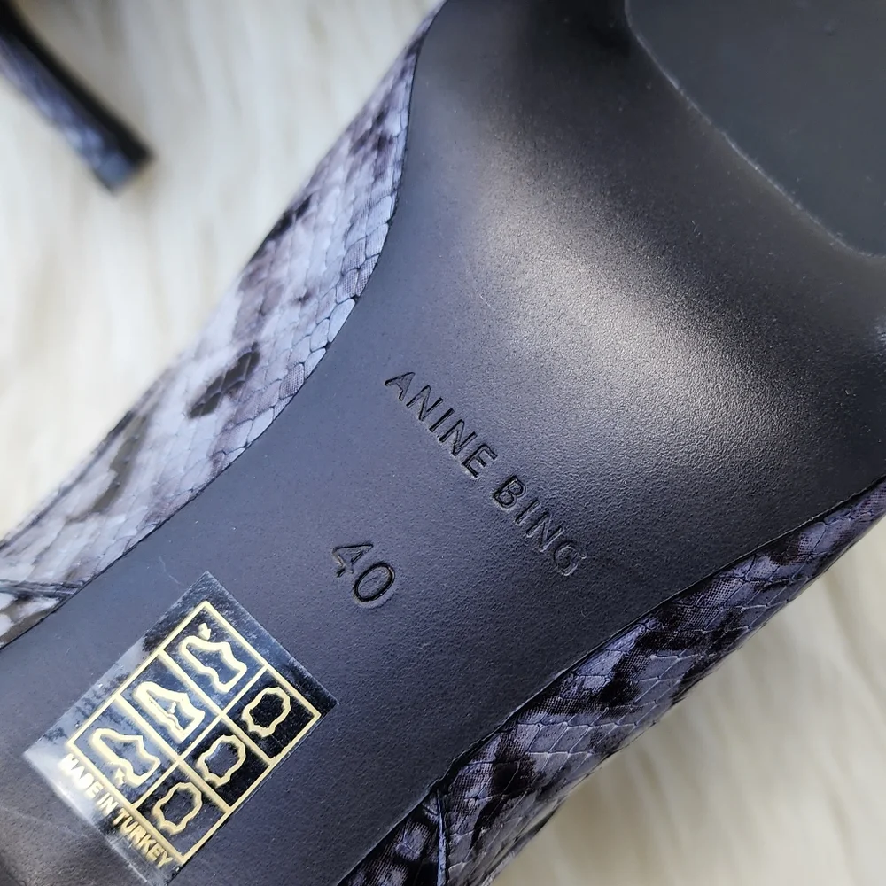 New Anine Bing Ava Boot Cloudy Blue Python